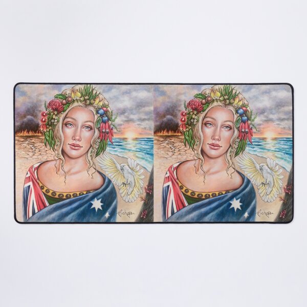 Item preview, Australian earth mother with cockatoo acrylic painting designed and sold by Tahnja Wolter.