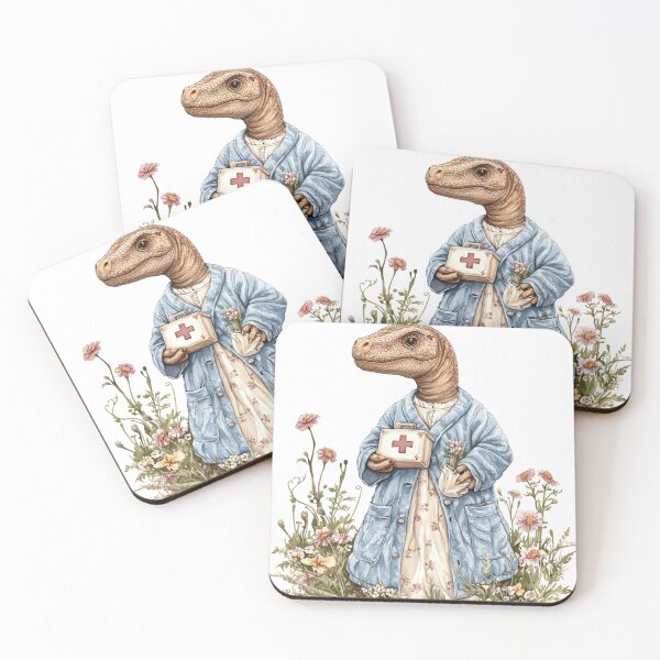 Item preview, Gentle Dinosaur Nurse in Flower Meadow designed and sold by Jonaree Art Design.