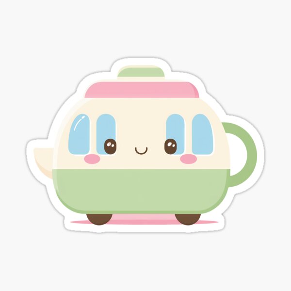 Item preview, Green & Pink Teapot BobaBus – Cute Minimalist Kawaii Design designed and sold by BobaBunny76.