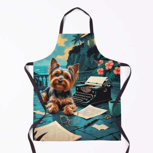 Item preview, Yorkshire Terrier Dog with glossy fur and a gentleman vintage typewriter designed and sold by mcinnesstore.