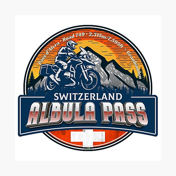 Item preview, Albula Pass Albulapass Switzerland Alps Motorcycle Sticker TShirt 02 designed and sold by OuterShellUK.