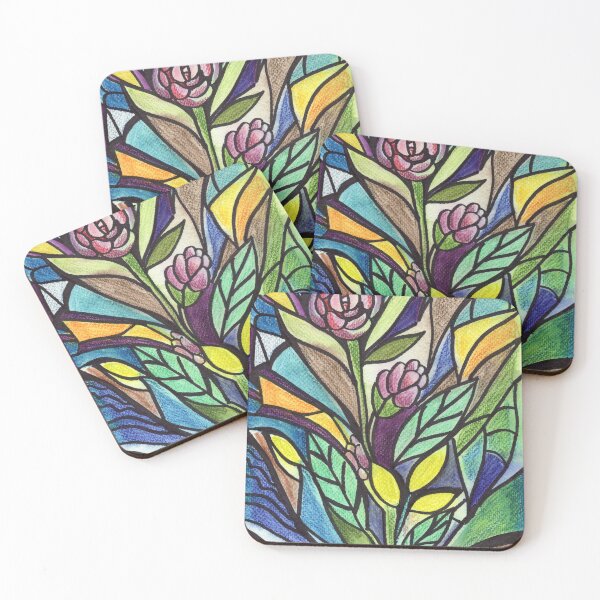 Item preview, Gorgeous Garden Stained Glass Batik Style Watercolor Flowers  designed and sold by Irina Sztukowski.