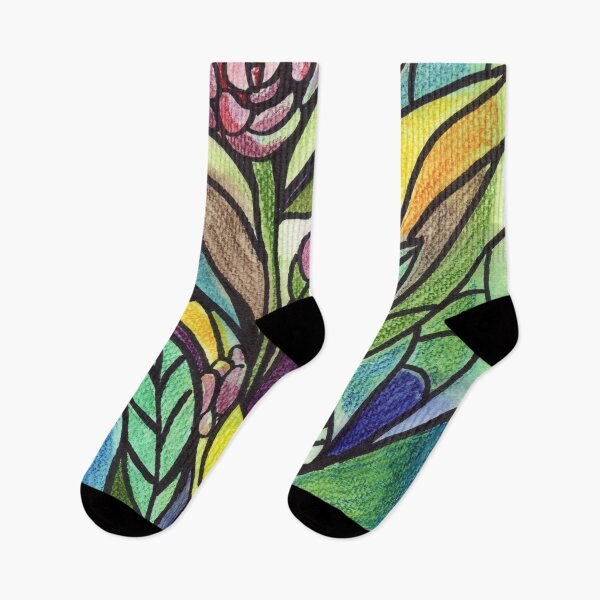 Item preview, Gorgeous Garden Stained Glass Batik Style Watercolor Flowers  designed and sold by Irina Sztukowski.
