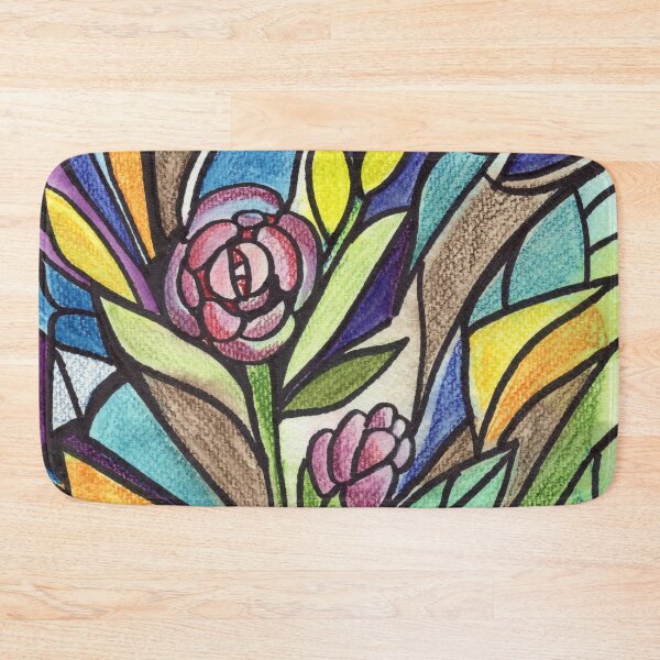Item preview, Gorgeous Garden Stained Glass Batik Style Watercolor Flowers  designed and sold by Irina Sztukowski.