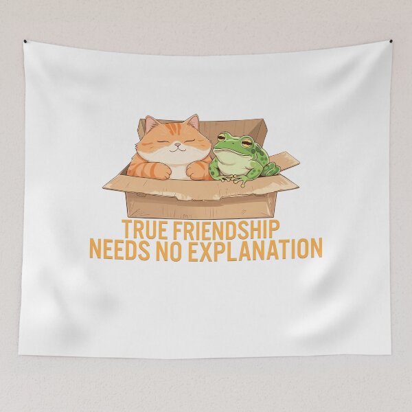Item preview, True Friendship Cat and Frog in a Box – Cute Animal Sticker Design designed and sold by sakharumoowan08.