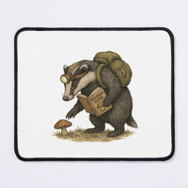 Item preview, Shroom Hunter” Badger Explorer designed and sold by Uglyandcute.