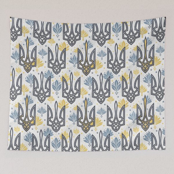 Item preview, Seamless Ukrainian Tryzub Pattern with National Colors and Folk Motifs. designed and sold by RGShirtWorks.