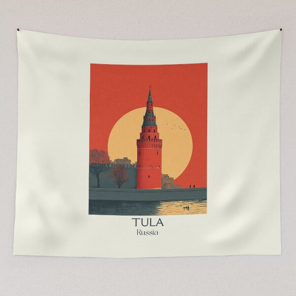 Item preview, Tula Red Tower Under Vibrant Sunset Minimal Poster	 designed and sold by TuncGK.