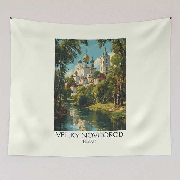Item preview, Veliky Novgorod Fortress Towers and Riverside View Poster	 designed and sold by TuncGK.