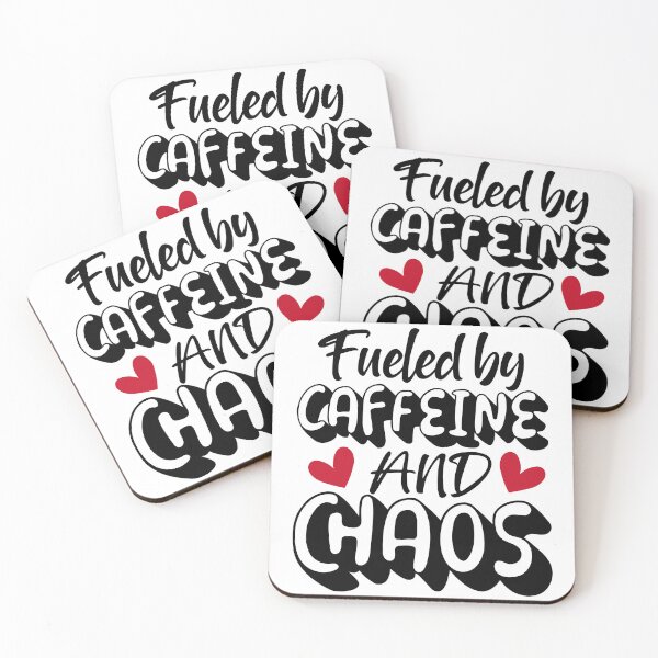 Artikelvorschau, Fueled by Caffeine and Chaos Funny Coffee Quote Design entworfen und verkauft von PatternCouture.