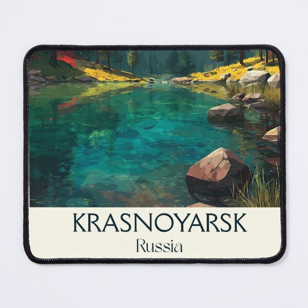 Item preview, Krasnoyarsk Siberian River Cliffs and Pine Ridge Adventure Print designed and sold by TuncGK.
