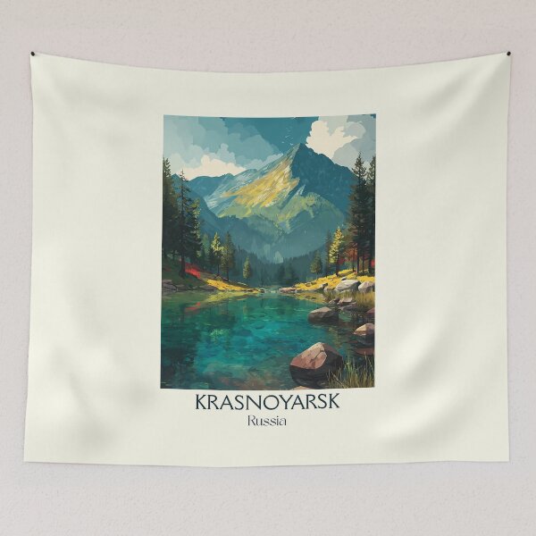 Item preview, Krasnoyarsk Siberian River Cliffs and Pine Ridge Adventure Print	 designed and sold by TuncGK.