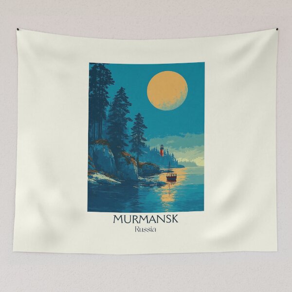 Item preview, Murmansk Arctic Moonrise Over Northern Forests Minimal Poster	 designed and sold by TuncGK.