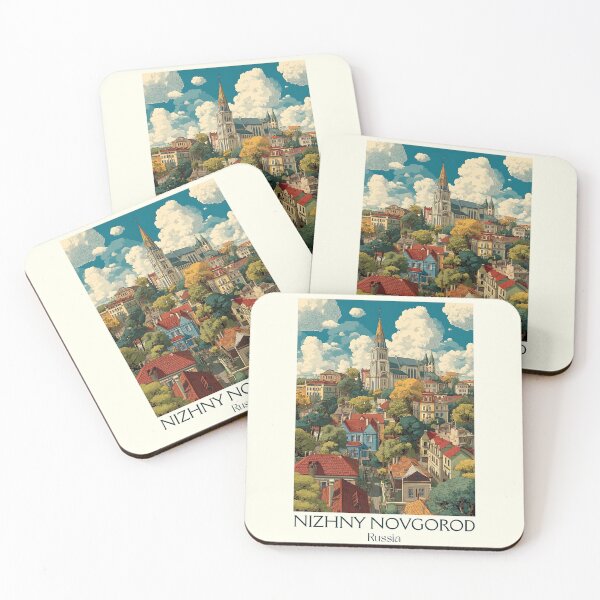 Item preview, Nizhny Novgorod Colorful Hilltop City Above River Travel Print	 designed and sold by TuncGK.