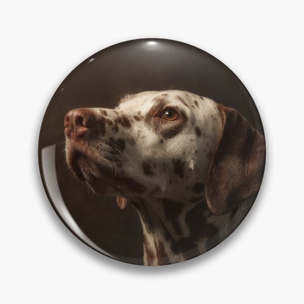 Item preview, Retrato conceptual de un perro dálmata. Iluminación natural suave, enfoque nítido, fondo marrón oscuro limpio, composición artística con espacio negativo. designed and sold by Julia Shepeleva.