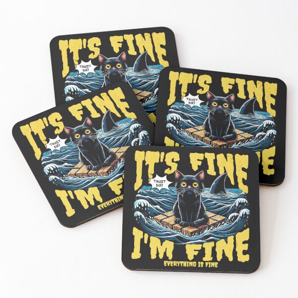 Item preview, It’s Fine I’m Fine Everything Is Fine Funny Cat in Danger  designed and sold by dudelinart.
