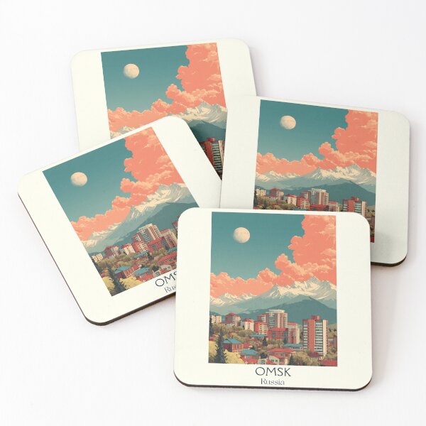 Item preview, Omsk Sunset Skyline with Retro Skyscrapers Urban Poster	 designed and sold by TuncGK.