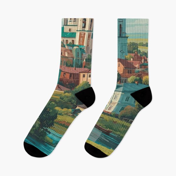 Item preview, Suzdal Golden Domes in Village Horizon Retro Art	 designed and sold by TuncGK.