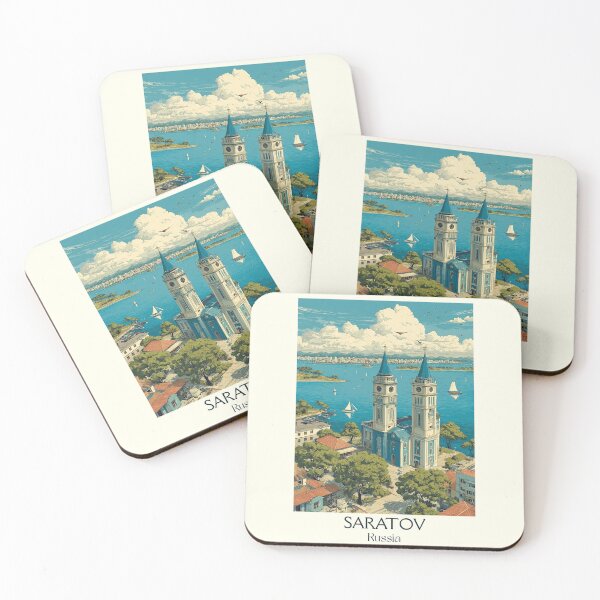 Item preview, Saratov Blue Spires and Waterfront View Retro Poster	 designed and sold by TuncGK.