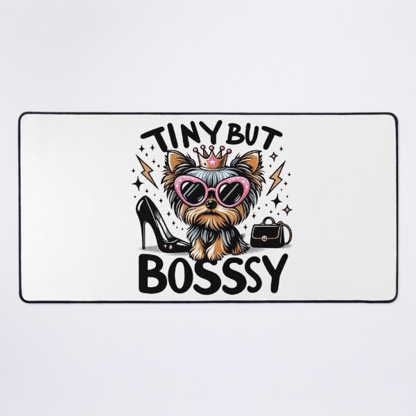 Item preview, Tiny But Bossy – Glam Yorkie with Crown & Sparkles designed and sold by dogslover22.