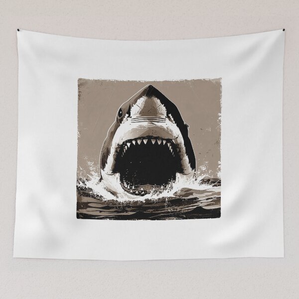 Item preview, Jaws Shark Attack classic 80s sepia  designed and sold by redstar19.