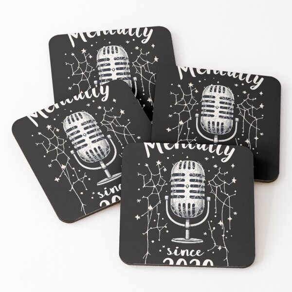 Item preview, A black and white image of a microphone with the words mentally since 2020 designed and sold by cafegrafis.