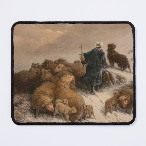 Item preview, A Shepherd and Flock in the Snow - Romanticism, Naturalism by August Friedrich Schenck designed and sold by GabyddAlessandr.
