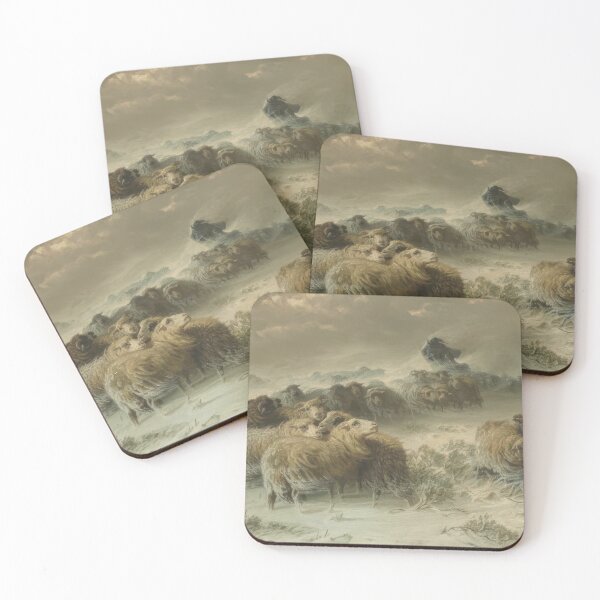 Item preview, A Shepherd with His Flock in a Snowstorm - Romanticism, Naturalism by August Friedrich Schenck designed and sold by GabyddAlessandr.