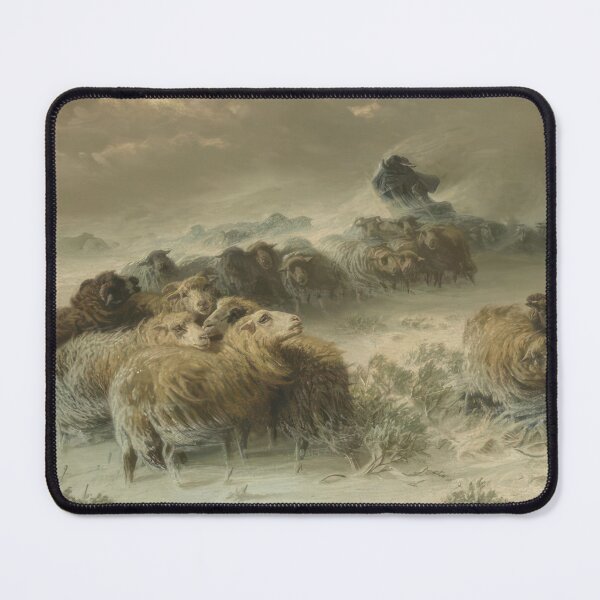 Item preview, A Shepherd with His Flock in a Snowstorm - Romanticism, Naturalism by August Friedrich Schenck designed and sold by GabyddAlessandr.