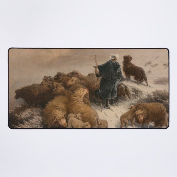 Item preview, A Shepherd and Flock in the Snow - Romanticism, Naturalism by August Friedrich Schenck designed and sold by GabyddAlessandr.