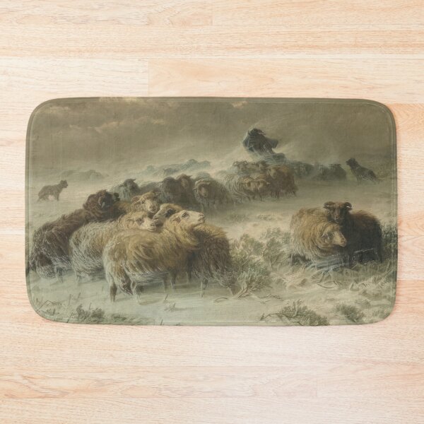 Item preview, A Shepherd with His Flock in a Snowstorm - Romanticism, Naturalism by August Friedrich Schenck designed and sold by GabyddAlessandr.