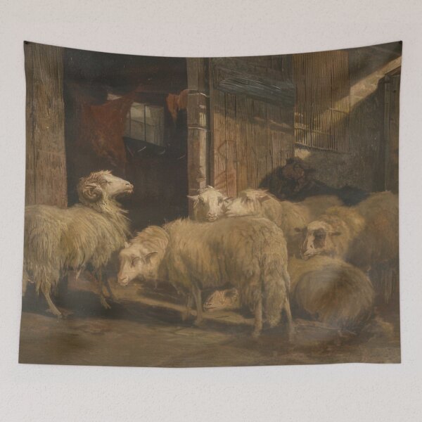 Item preview, Barn Scene with Sheep - Romanticism, Naturalism by August Friedrich Schenck designed and sold by GabyddAlessandr.
