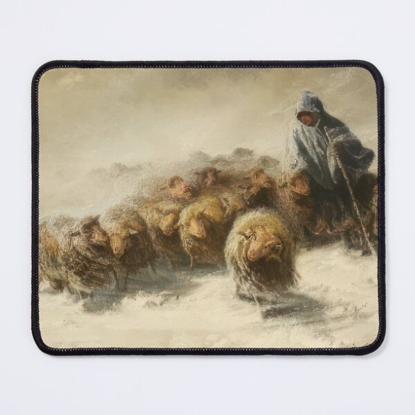 Item preview, FLOCK OF SHEEP IN THE SNOW - Romanticism, Naturalism by August Friedrich Schenck designed and sold by GabyddAlessandr.