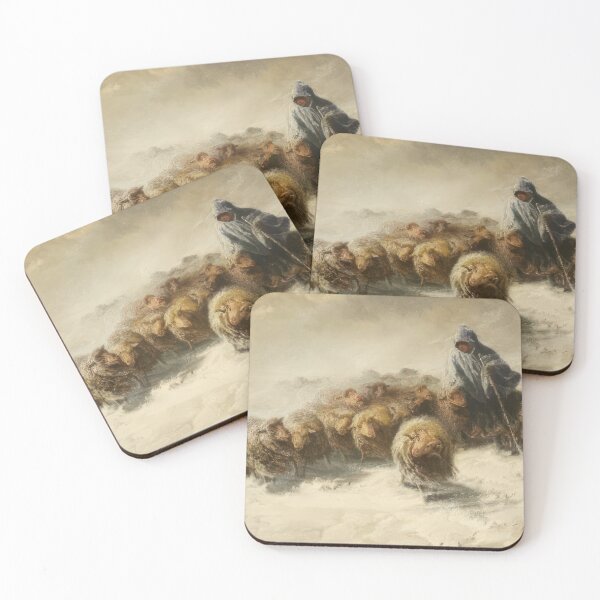 Item preview, FLOCK OF SHEEP IN THE SNOW - Romanticism, Naturalism by August Friedrich Schenck designed and sold by GabyddAlessandr.