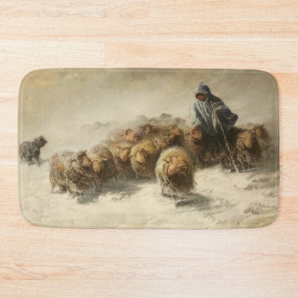 Item preview, FLOCK OF SHEEP IN THE SNOW - Romanticism, Naturalism by August Friedrich Schenck designed and sold by GabyddAlessandr.