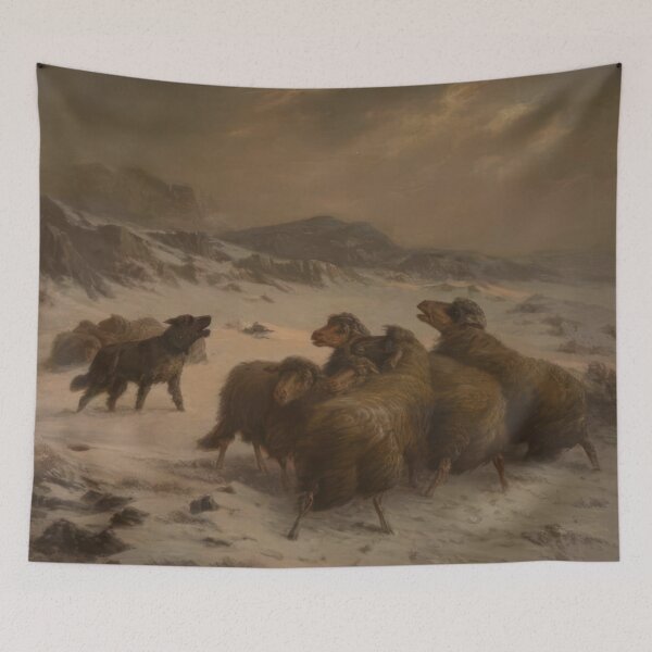 Item preview, FLOCK OF SHEEP STRANDED IN A BLIZZARD - Romanticism, Naturalism by August Friedrich Schenck designed and sold by GabyddAlessandr.