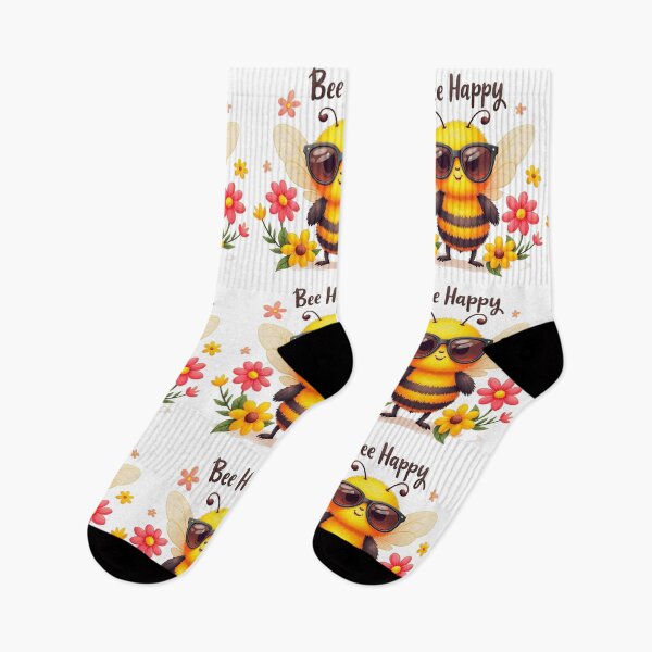 Item preview,  Bee Happy, cute bee with sunglasses and flowers designed and sold by nicnacc.