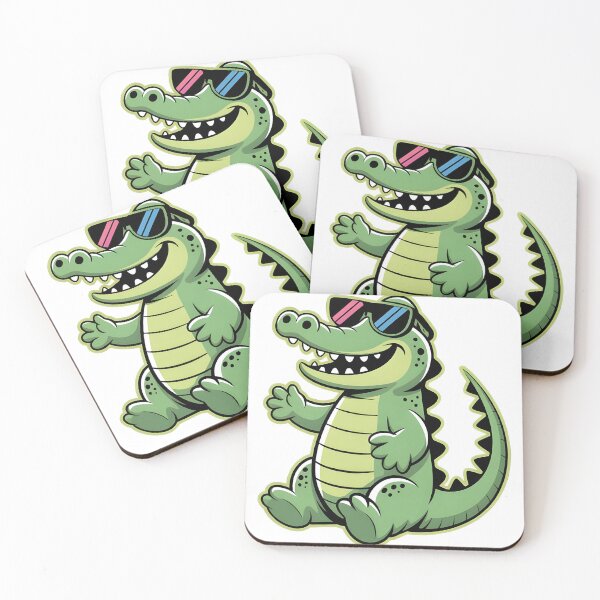 Artikelvorschau, Cooler Cartoon-Alligator mit Sonnenbrille – Lustige Tierkunst mit Sommerstimmung für Aufkleber und T-Shirts entworfen und verkauft von Aknarin Thika.