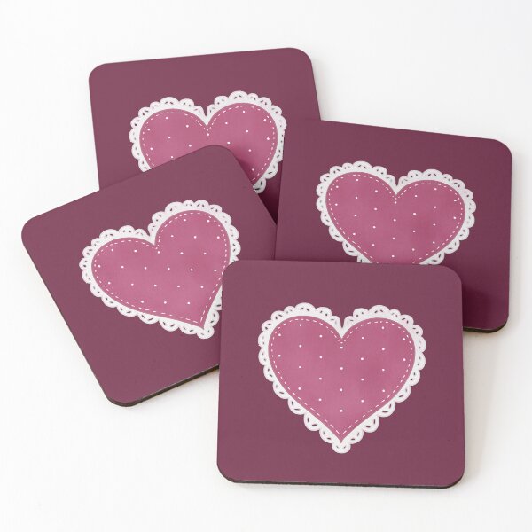 Item preview, Raspberry Dotted Heart Doily  designed and sold by Sophie Louise Arts.