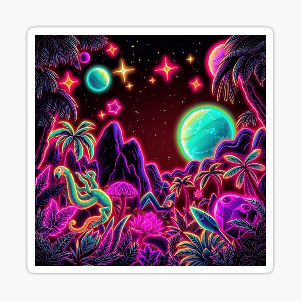 Item preview, Cosmic Jungle with Neon Elements designed and sold by sharon1210.