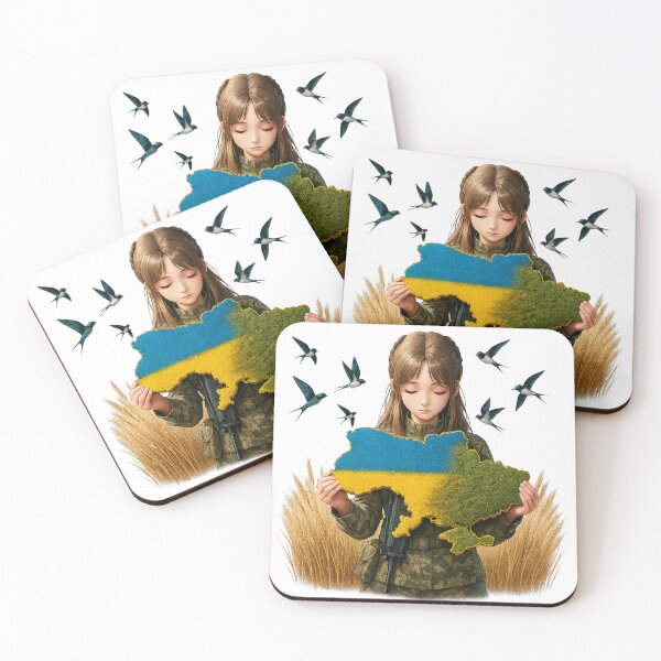 Item preview, Stay with Ukraine – Anime Soldier Girl with Flag Map | 3D CGI Patriotic Art designed and sold by NeonCore.