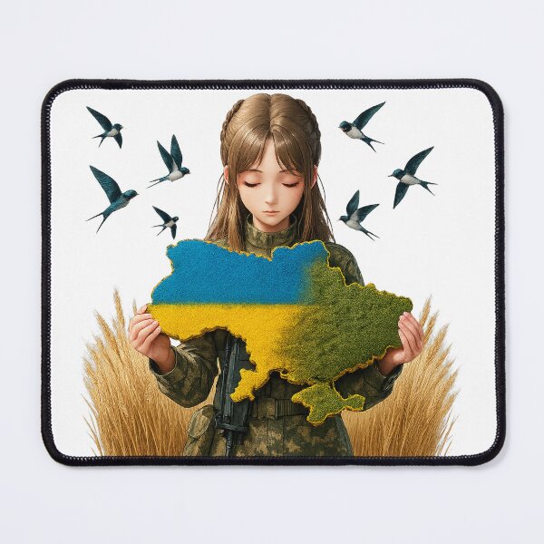 Item preview, Stay with Ukraine – Anime Soldier Girl with Flag Map | 3D CGI Patriotic Art designed and sold by NeonCore.