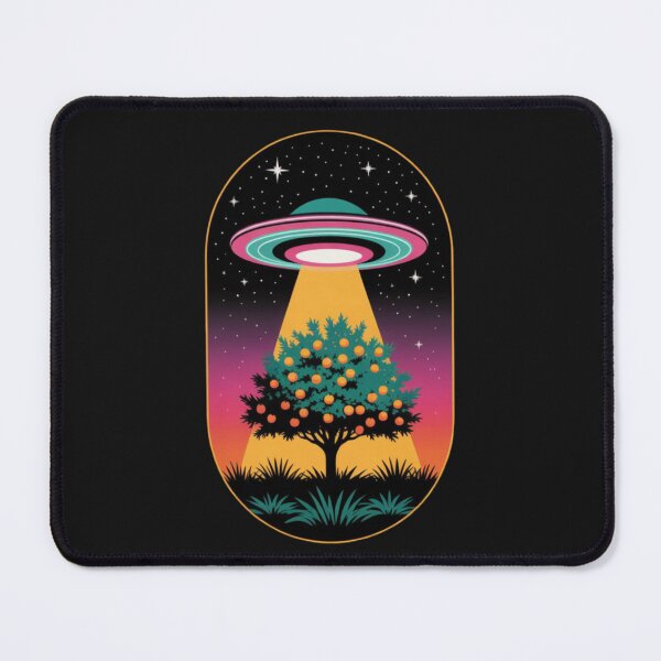 Item preview, UFO with a bright, pulsating light floats gracefully over an orange tree designed and sold by 123ks.
