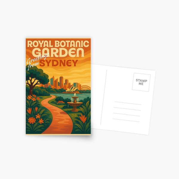 Item preview, Greetings from SYDNEY - ROYAL BOTANIC GARDEN - Retro Vintage Design designed and sold by Earth Celebration Designs.