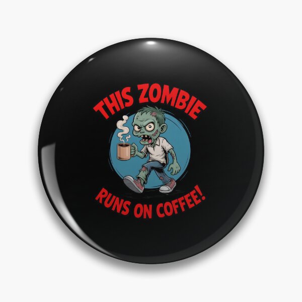 Item preview, This Zombie Runs on Coffee – Funny Halloween Cartoon designed and sold by MissRasheedHam.