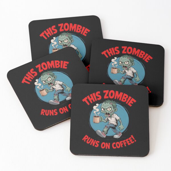 Item preview, This Zombie Runs on Coffee – Funny Halloween Cartoon designed and sold by MissRasheedHam.