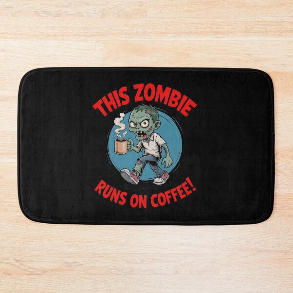 Item preview, This Zombie Runs on Coffee – Funny Halloween Cartoon designed and sold by MissRasheedHam.