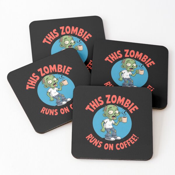 Item preview, This Zombie Runs on Coffee – Funny Halloween Cartoon designed and sold by MissRasheedHam.