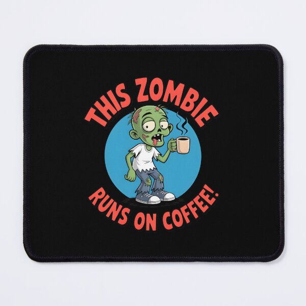 Item preview, This Zombie Runs on Coffee – Funny Halloween Cartoon designed and sold by MissRasheedHam.