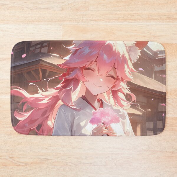 Item preview, Tamamo no Mae Caster Fox Girl Pink Hair Shrine Original Anime Cherry Blossom Smile designed and sold by earlobejerk.